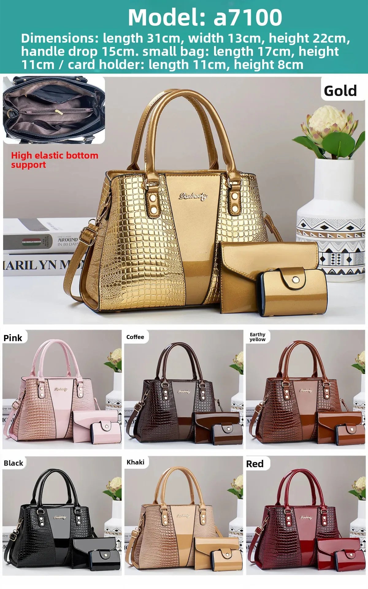 Sac à bandoulière Simple de grande capacité, sac à main motif Crocodile, ensemble de trois pièces, à la mode, Simple, polyvalent, nouvelle collection