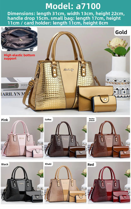 Sac à bandoulière Simple de grande capacité, sac à main motif Crocodile, ensemble de trois pièces, à la mode, Simple, polyvalent, nouvelle collection