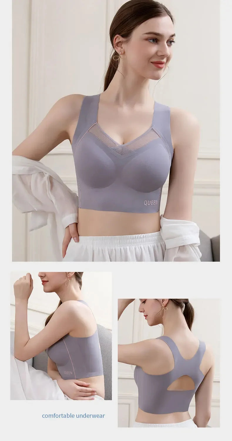 Soutien-gorge réglable pour femmes, grande poitrine, petit soutien-gorge, empêche l'affaissement, froncé, sans anneau en acier, Support supérieur étendu