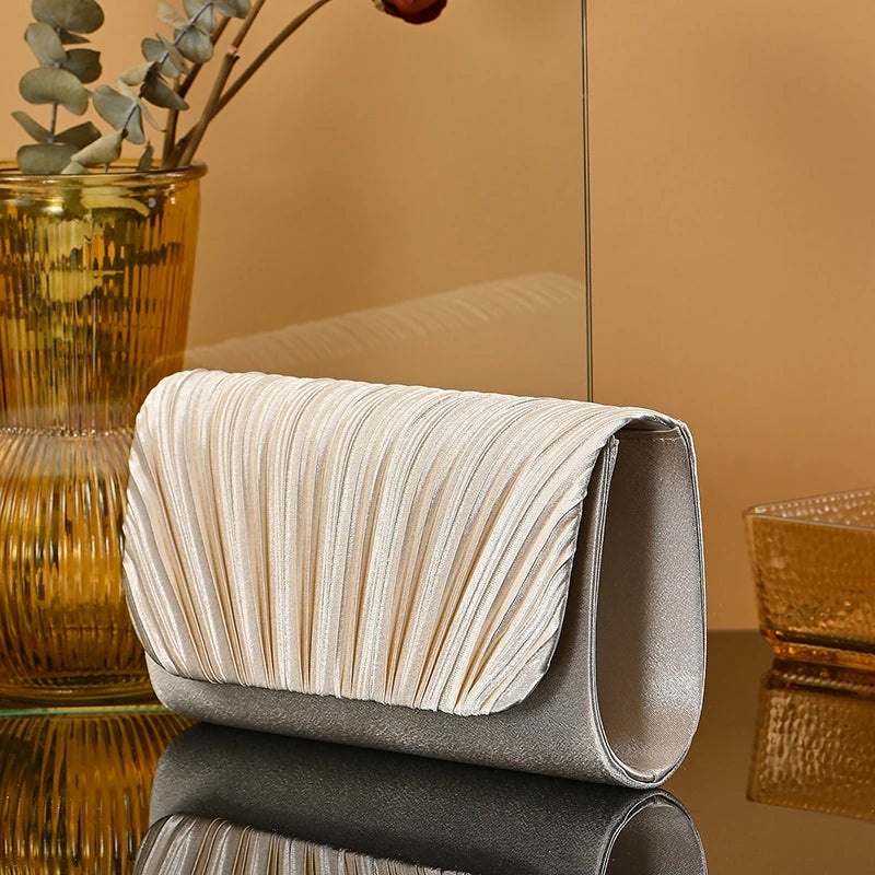 Sac à Bandoulière Plissé en Satin – Élégance Moderne pour Dîner, Sorties et Mariage