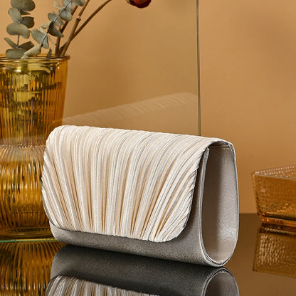 Sac à Bandoulière Plissé en Satin – Élégance Moderne pour Dîner, Sorties et Mariage