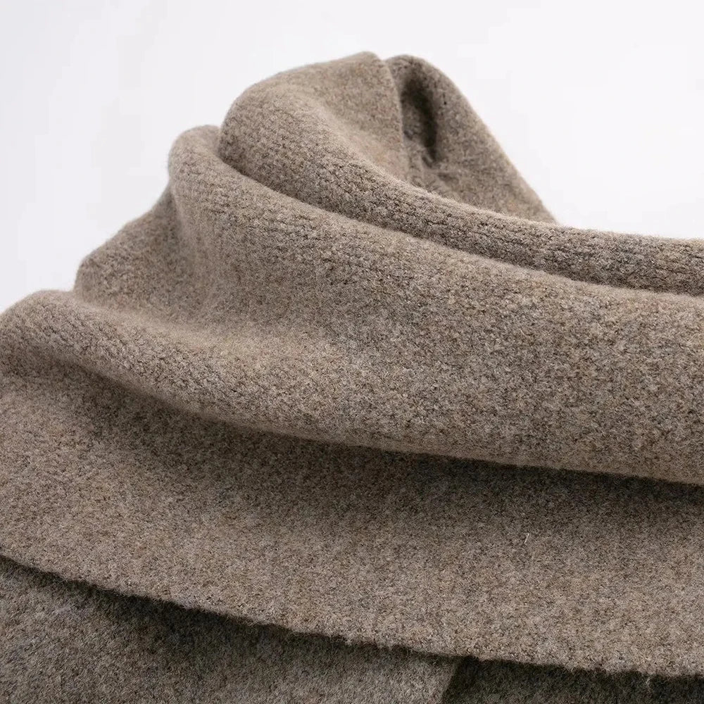 Cardigan en tricot pour femmes avec écharpe Veste slim décontractée Manches longues Patchwork Pocket Jacket Elegant Office Women's Sweater Coat Fashion Jacket