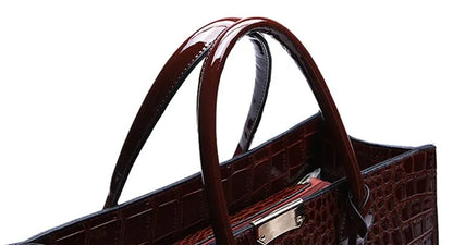 Sac à main de luxe Vintage motif Crocodile pour femmes, fourre-tout de grande capacité, sac à bandoulière d'affaires en cuir pour femmes