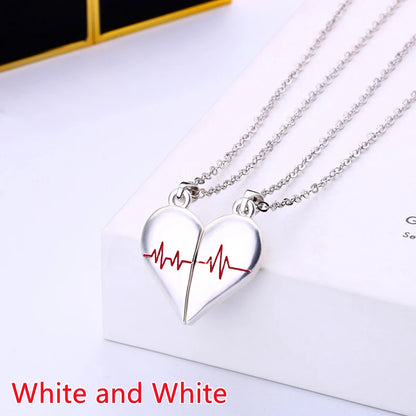 Collier couple Électrocardiogramme cœur magnétique – Symbole d’amour