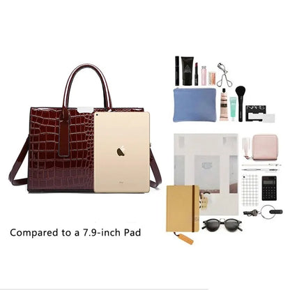 Sac à main de luxe Vintage motif Crocodile pour femmes, fourre-tout de grande capacité, sac à bandoulière d'affaires en cuir pour femmes