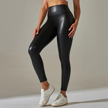 Leggings surdimensionnés pour femmes, pantalons en cuir PU taille haute, serrés et Sexy, pantalons de Yoga colorés pour femmes, nouvelle collection
