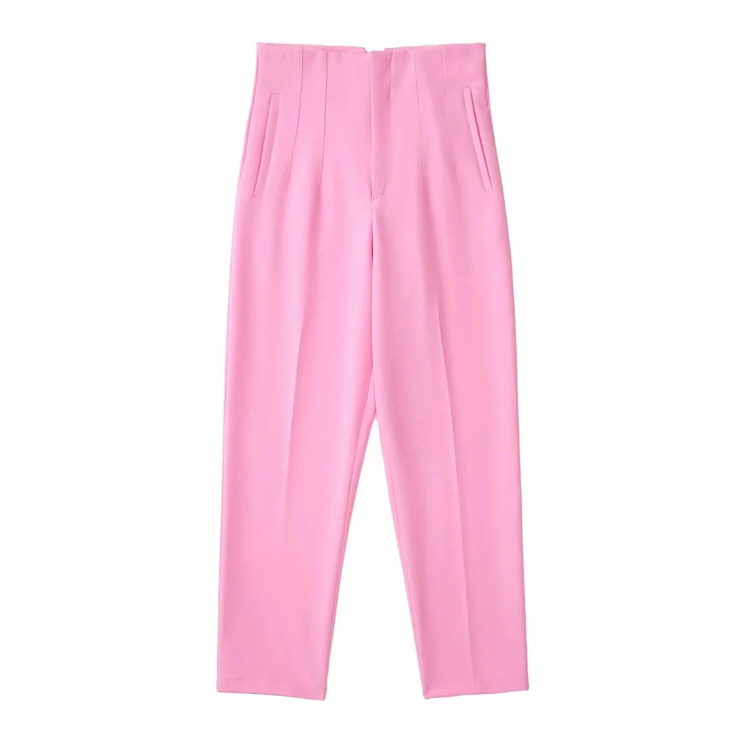 HH 2025 femmes couleur unie bureau coupe ajustée crayon pantalon taille haute fermeture éclair mouche femmes trajet poche garniture pantalon Streetwear