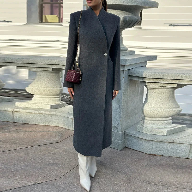 Manteau Noir Femme Streetwear – Col Montant & Coupe Décontractée