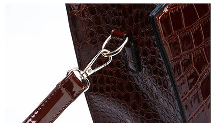 Sac à main de luxe Vintage motif Crocodile pour femmes, fourre-tout de grande capacité, sac à bandoulière d'affaires en cuir pour femmes