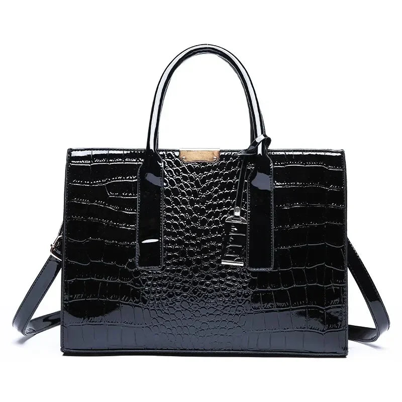 Sac à main de luxe Vintage motif Crocodile pour femmes, fourre-tout de grande capacité, sac à bandoulière d'affaires en cuir pour femmes
