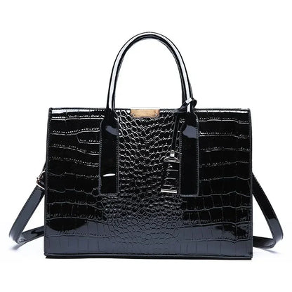 Sac à main de luxe Vintage motif Crocodile pour femmes, fourre-tout de grande capacité, sac à bandoulière d'affaires en cuir pour femmes