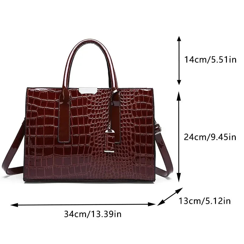 Sac à main de luxe Vintage motif Crocodile pour femmes, fourre-tout de grande capacité, sac à bandoulière d'affaires en cuir pour femmes
