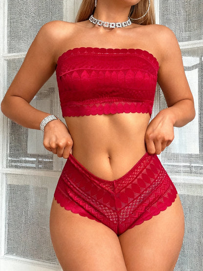 Ensemble Bralette sans Bretelles en Dentelle – Soutien-gorge et Culotte confortable S-XL