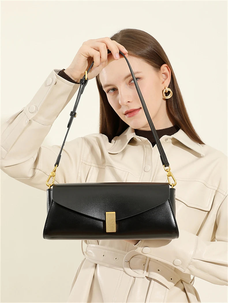 Hifashion élégant en cuir véritable sous les bras sacs à bandoulière pour femmes 2025 luxe concepteur bandoulière sacs à main carrés dames sacs à main