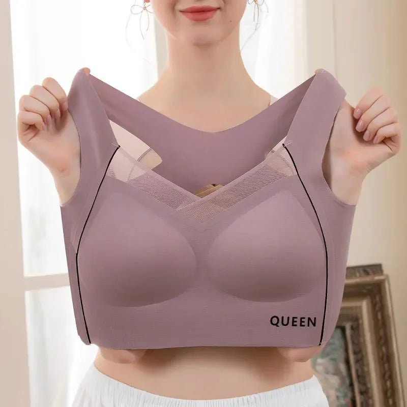 Soutien-gorge réglable pour femmes, grande poitrine, petit soutien-gorge, empêche l'affaissement, froncé, sans anneau en acier, Support supérieur étendu