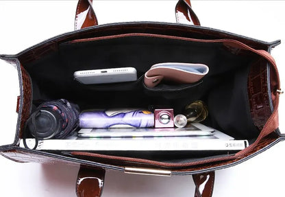 Sac à main de luxe Vintage motif Crocodile pour femmes, fourre-tout de grande capacité, sac à bandoulière d'affaires en cuir pour femmes