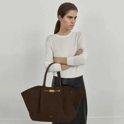 Demellier – sac fourre-tout en cuir suédé pour femmes, grande capacité, en forme de boulette, sous les bras, Style rétro américain, sac à main à usage quotidien