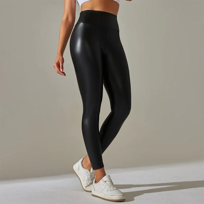 Leggings surdimensionnés pour femmes, pantalons en cuir PU taille haute, serrés et Sexy, pantalons de Yoga colorés pour femmes, nouvelle collection