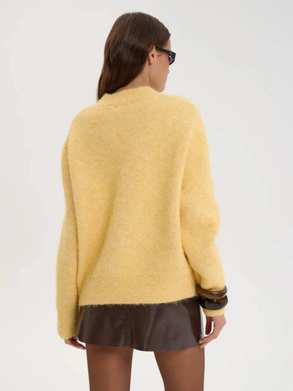 Hirsionsan basique col rond manches de base pull femmes 2025 surdimensionné court tricoté laine pull femme décontracté épais chaud doux hauts