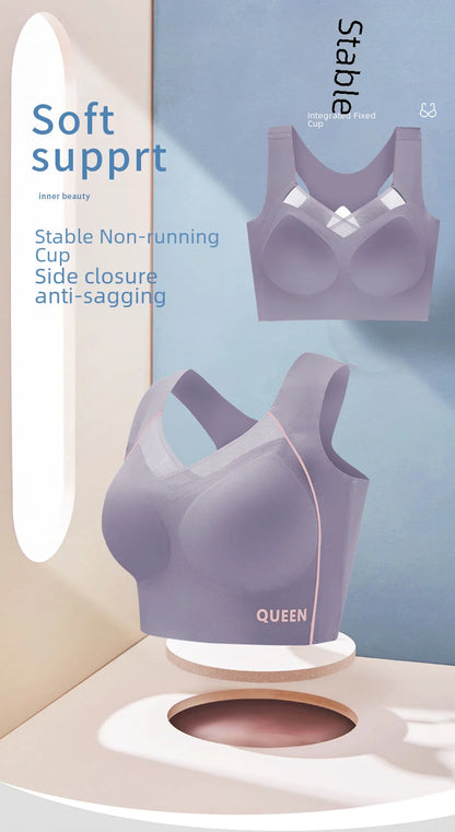 Soutien-gorge réglable pour femmes, grande poitrine, petit soutien-gorge, empêche l'affaissement, froncé, sans anneau en acier, Support supérieur étendu