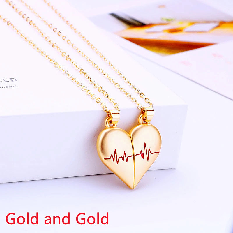Collier couple Électrocardiogramme cœur magnétique – Symbole d’amour
