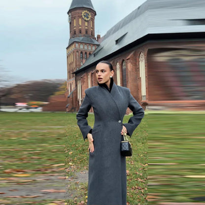 Manteau Noir Femme Streetwear – Col Montant & Coupe Décontractée