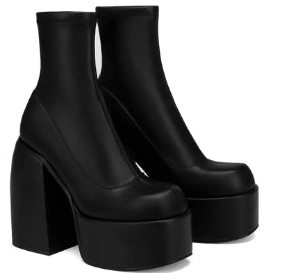 Bottes courtes Femme à Talon Haut – Bout carré & Semelle épaisse