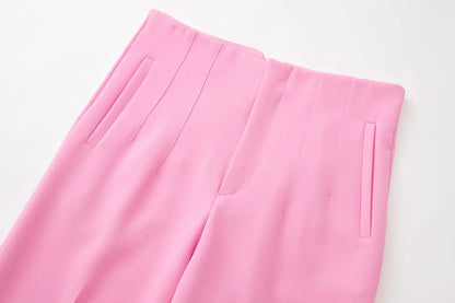 HH 2025 femmes couleur unie bureau coupe ajustée crayon pantalon taille haute fermeture éclair mouche femmes trajet poche garniture pantalon Streetwear