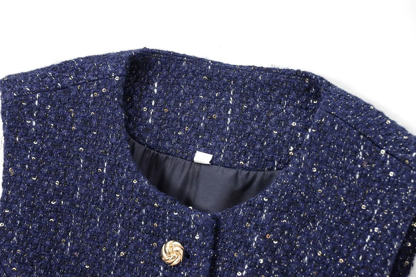 Gilet bleu à paillettes pour femmes, nouvelle mode avec ceinture, manteau sans manches, Streetwear Chic, automne 2025