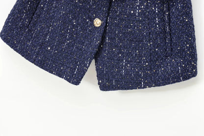 Gilet bleu à paillettes pour femmes, nouvelle mode avec ceinture, manteau sans manches, Streetwear Chic, automne 2025