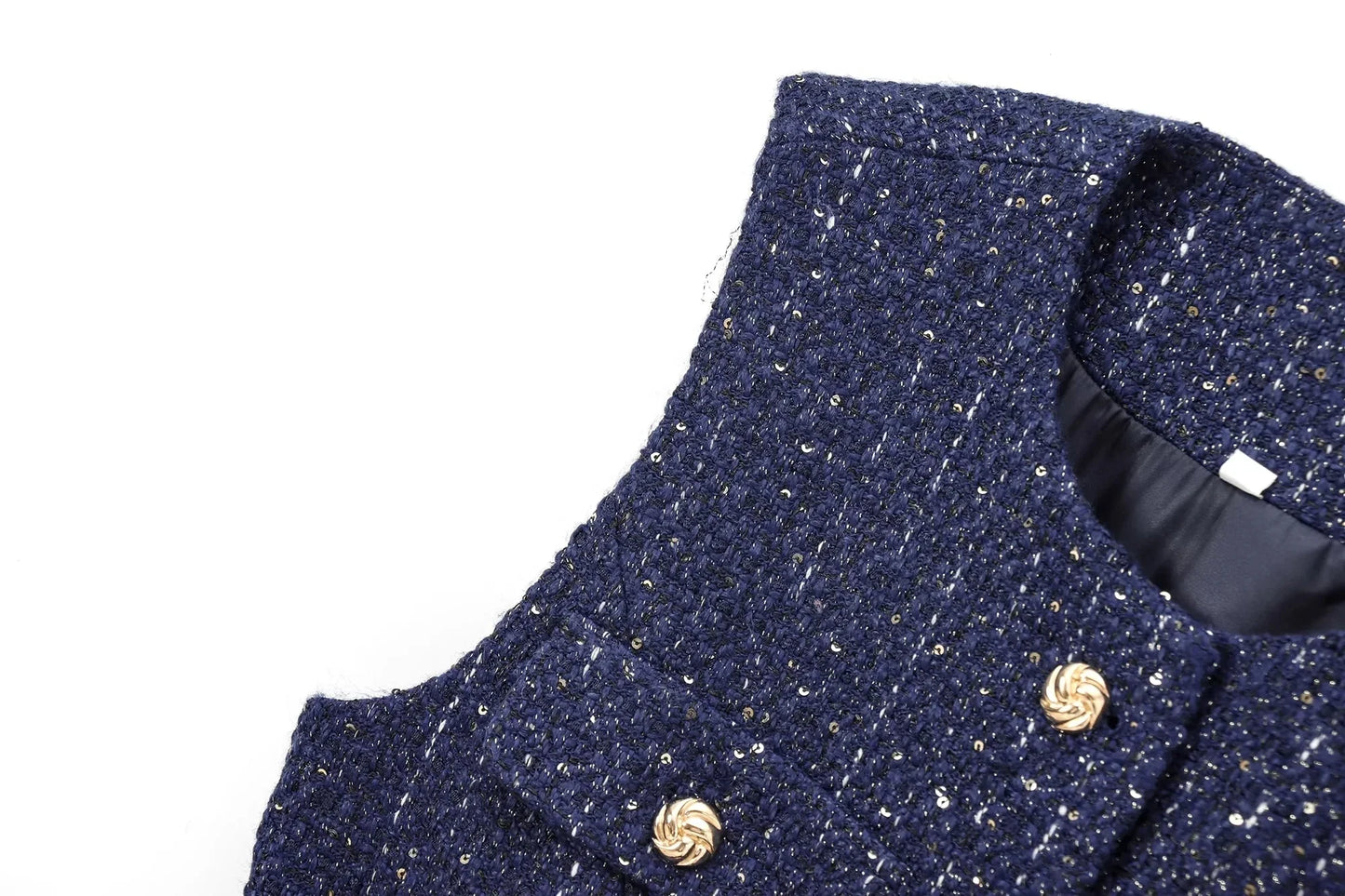 Gilet bleu à paillettes pour femmes, nouvelle mode avec ceinture, manteau sans manches, Streetwear Chic, automne 2025