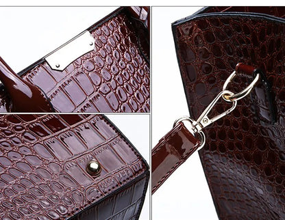 Sac à main de luxe Vintage motif Crocodile pour femmes, fourre-tout de grande capacité, sac à bandoulière d'affaires en cuir pour femmes