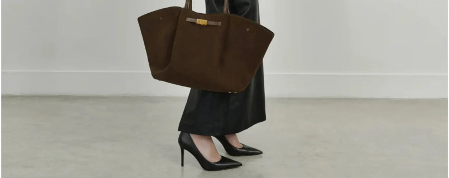 Demellier – sac fourre-tout en cuir suédé pour femmes, grande capacité, en forme de boulette, sous les bras, Style rétro américain, sac à main à usage quotidien