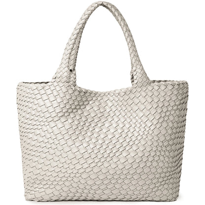 Sac fourre-tout tissé pour femme, sacs à main à bandoulière en cuir végétalien, fourre-tout de plage d'été à la mode, grands fourre-tout de voyage