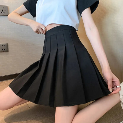 Jupe courte femme grande taille femme été taille haute Harajuku coréen noir mini jupe plissée femme étudiant uniforme