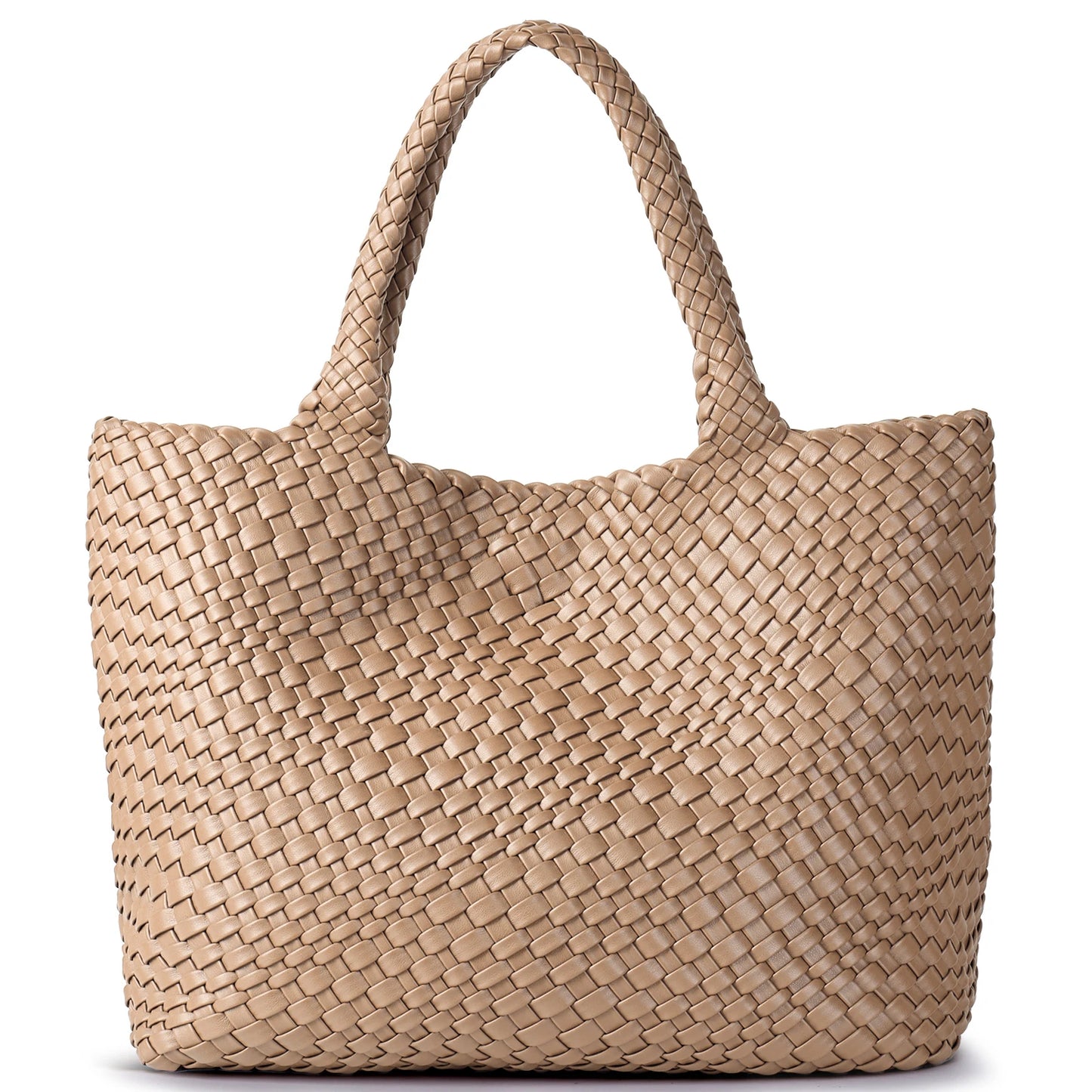 Sac fourre-tout tissé pour femme, sacs à main à bandoulière en cuir végétalien, fourre-tout de plage d'été à la mode, grands fourre-tout de voyage