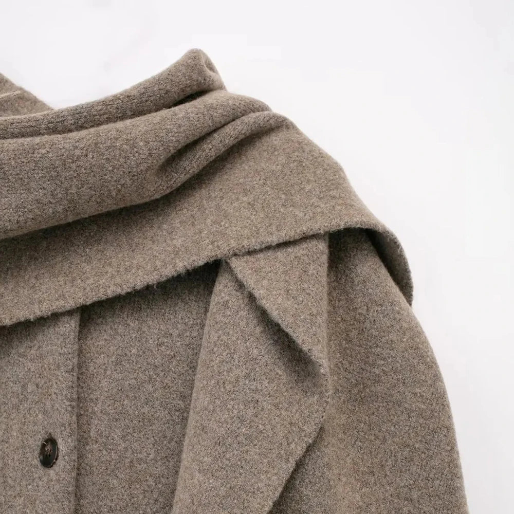 Cardigan en tricot pour femmes avec écharpe Veste slim décontractée Manches longues Patchwork Pocket Jacket Elegant Office Women's Sweater Coat Fashion Jacket