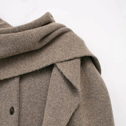 Cardigan en tricot pour femmes avec écharpe Veste slim décontractée Manches longues Patchwork Pocket Jacket Elegant Office Women's Sweater Coat Fashion Jacket