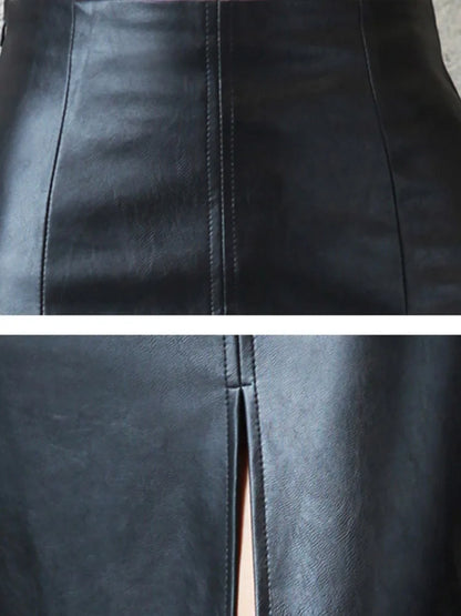 Jupe d'été double face devant et dos, jupe centrale cintrée, jupe en cuir fendu, jupe demi-corps, nouvelle collection