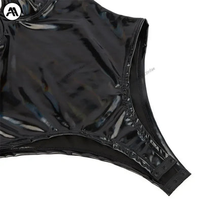 Nouveau body noir en cuir PU à fines bretelles avec bonnets à armatures, maillot de bain amincissant à porter, conception de figurine Sexy