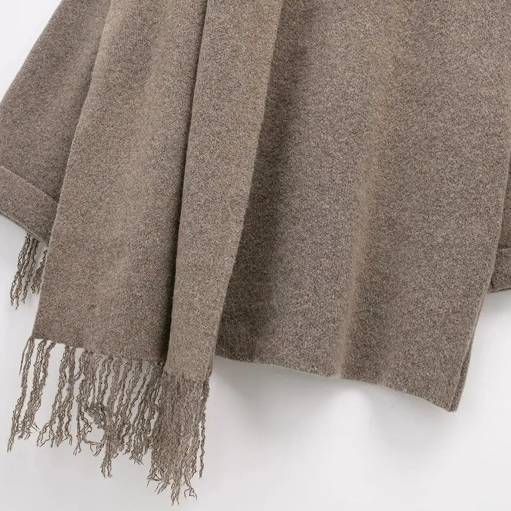 Cardigan en tricot pour femmes avec écharpe Veste slim décontractée Manches longues Patchwork Pocket Jacket Elegant Office Women's Sweater Coat Fashion Jacket