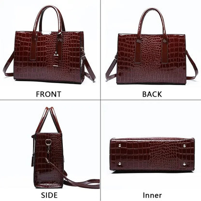 Sac à main de luxe Vintage motif Crocodile pour femmes, fourre-tout de grande capacité, sac à bandoulière d'affaires en cuir pour femmes